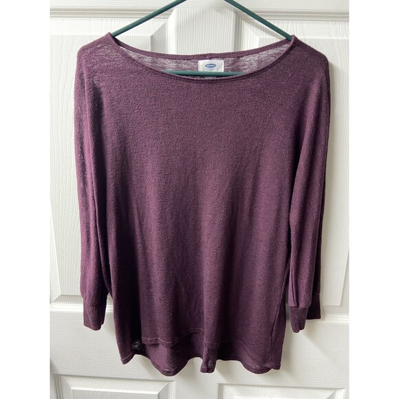 Old Navy Sweater Womens Small Burgundy Round Neck Long Sleeved Pullover - Picture 4 of 5